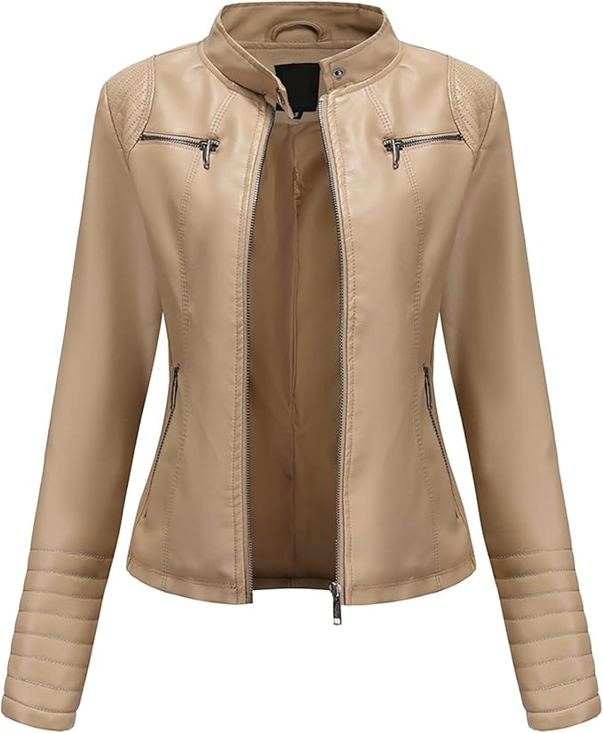 Beige leren jack