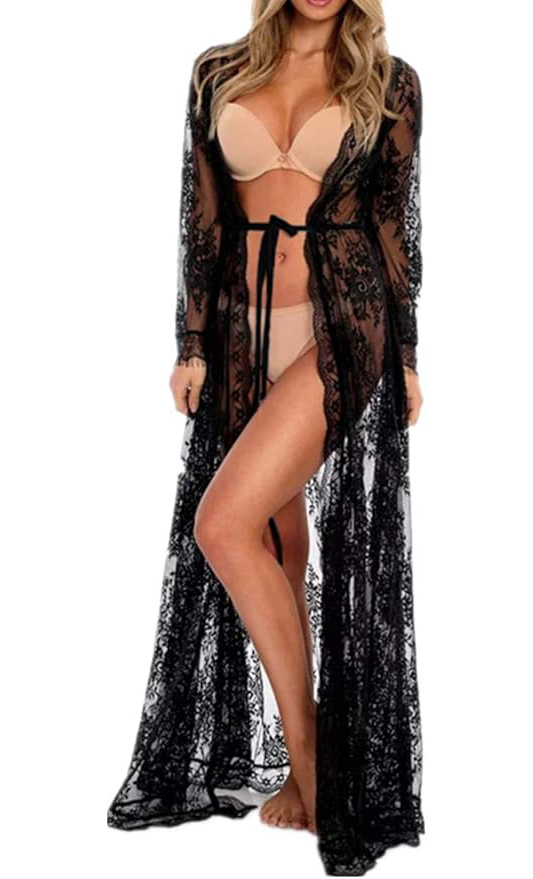 Kimono boudoir zwart kant