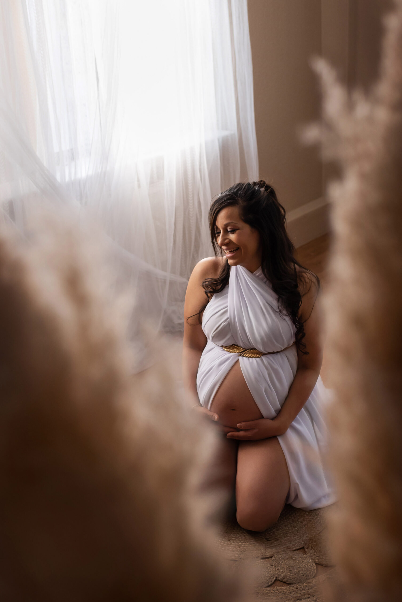 Zwangerschapsjurk gemaakt met een doek