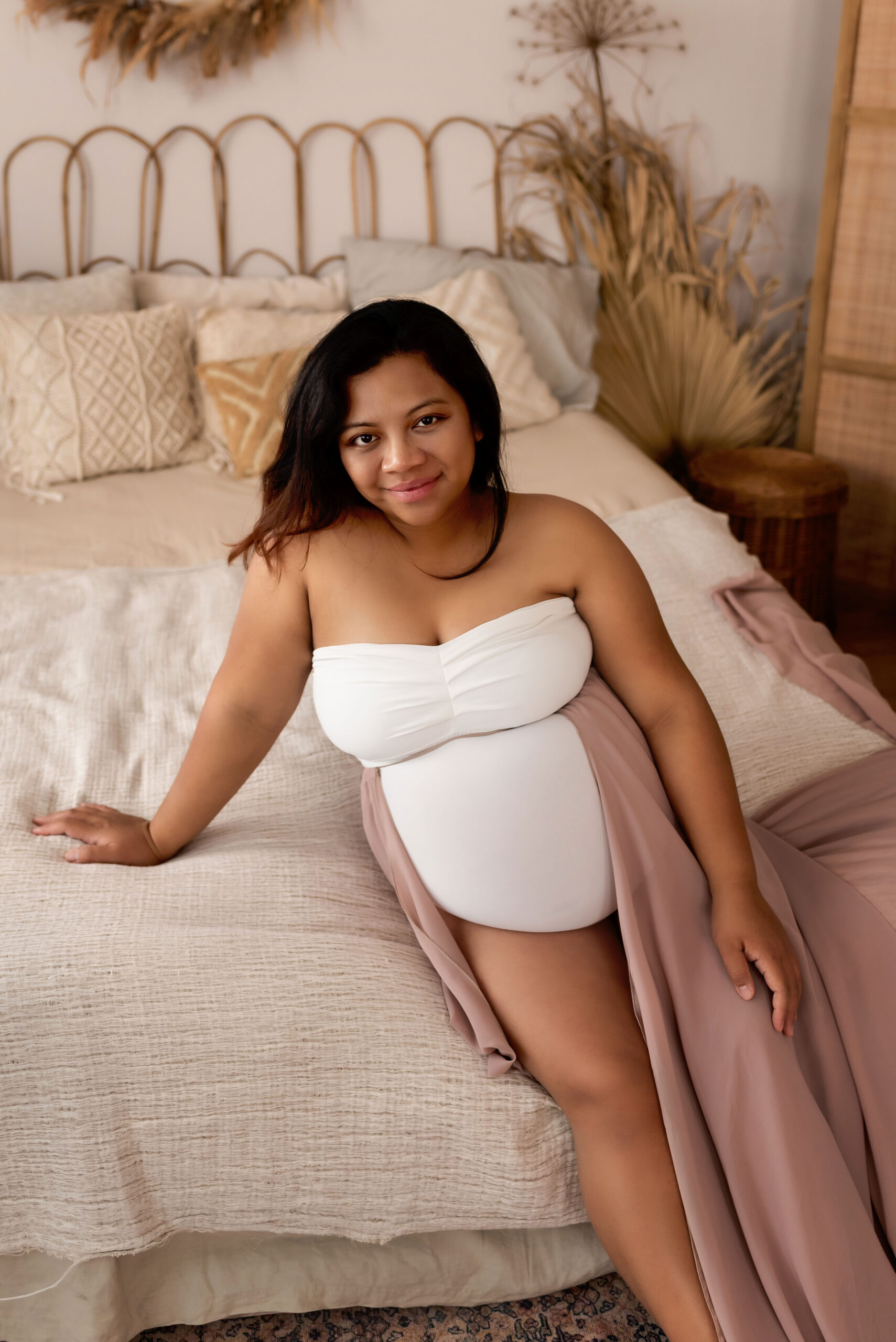 Klantengarderobe witte body met voile sleep